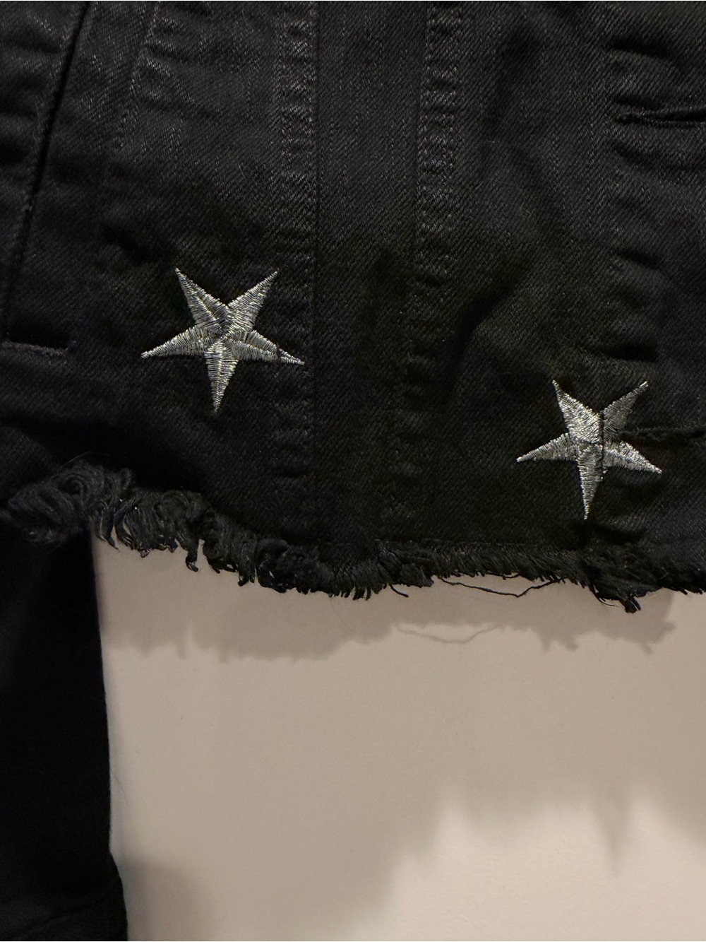 pistola Black Cropped Denim Jacket with Silver Star Embroidery - Picture 7 of 8